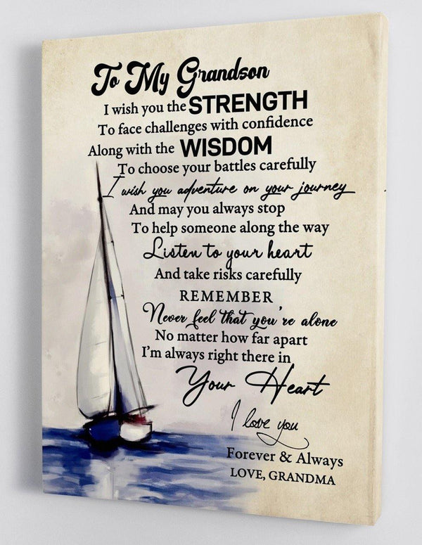 To My Grandson - From Grandma - Framed Canvas Gift GMS022 - DivesArt LLC